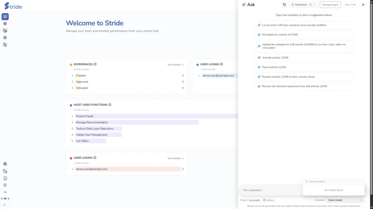 AI model picker at the bottom right of the panel