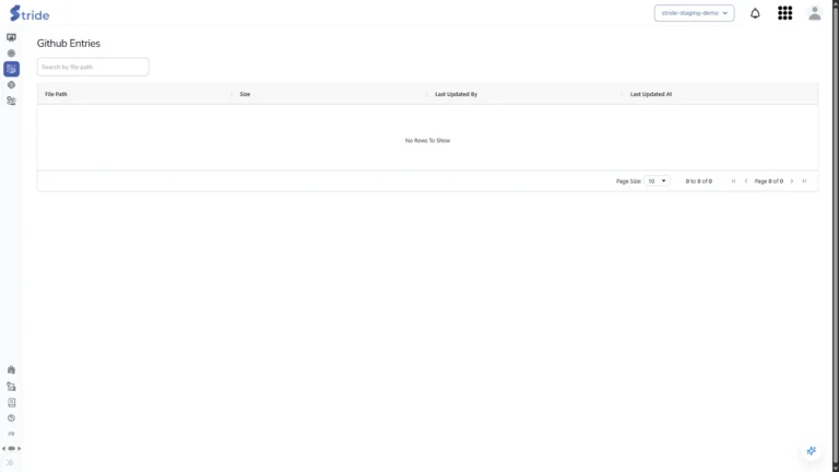 GitHub Entries list, empty before the repository is synced